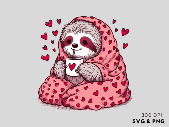 Review: Valentines Day Sloth Clipart PNG SVG for Embroidery